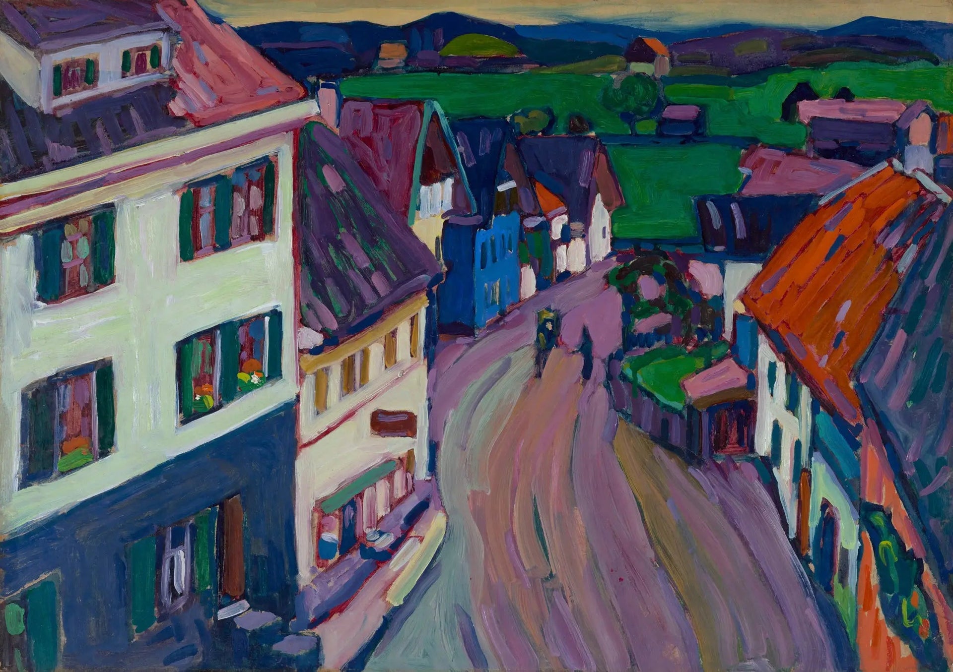 Murnau - Vue depuis la fenêtre du Griesbräu - Vassily Kandinsky image 1 reproduction réalisée par Alpha Reproduction