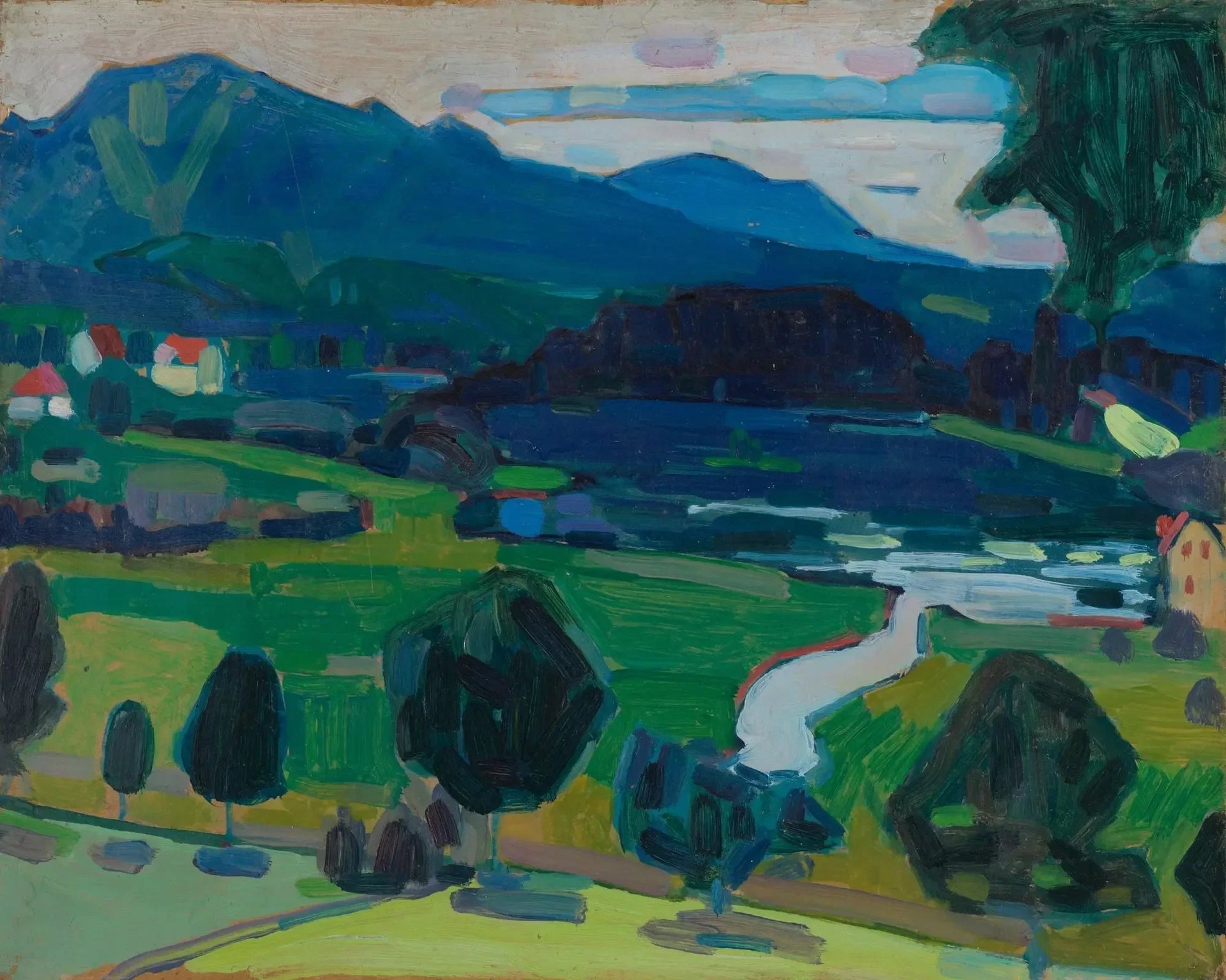 Murnau - Vue sur le Staffelsee - Vassily Kandinsky image 1 copie peinte à la main à l’huile