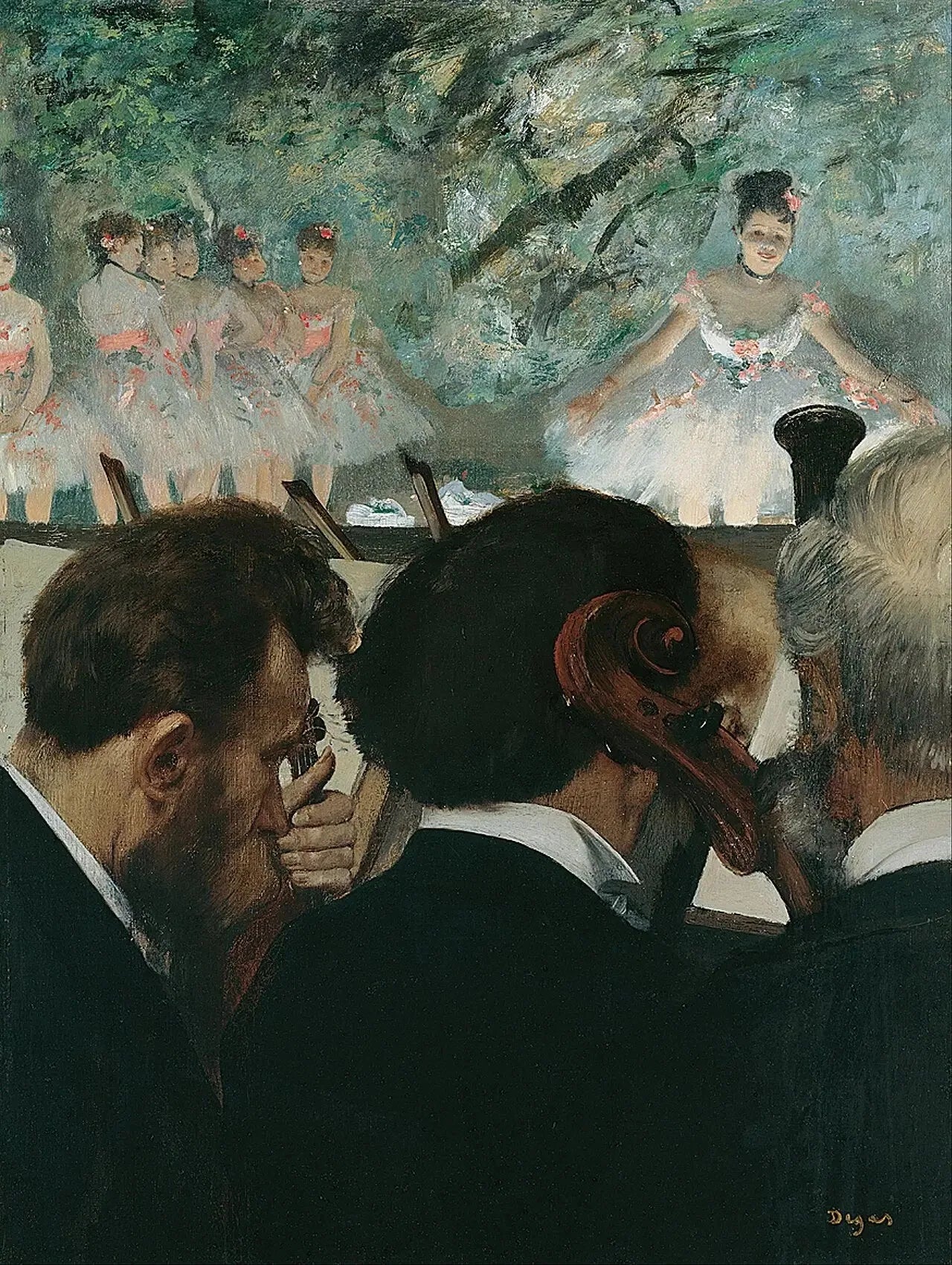 Musiciens à l'orchestre - Edgar Degas image 1 reproduction artisanale de tableau