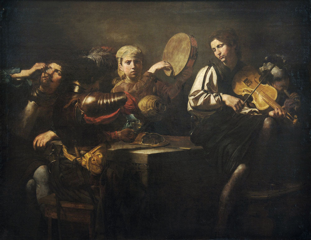 Musiciens et soldats - Valentin de Boulogne image 1 tableau peint à l’huile sur toile