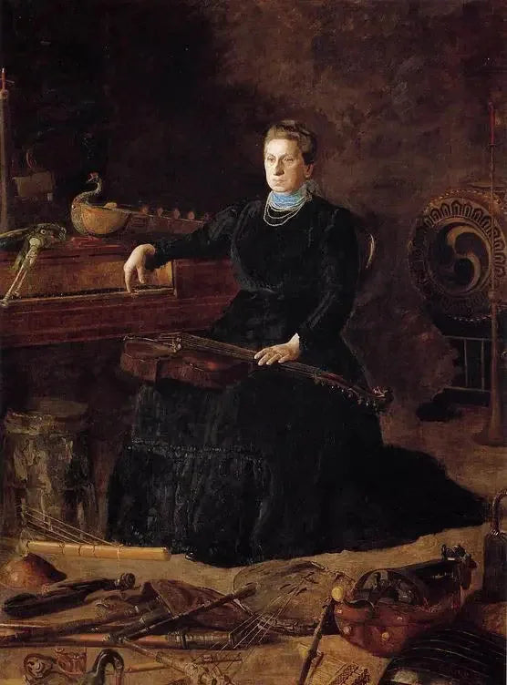 Musique désuète (Portrait de Sarah Sagehorn Frishmuth) - Thomas Eakins image 1 reproduction d’œuvre d’art à l’huile