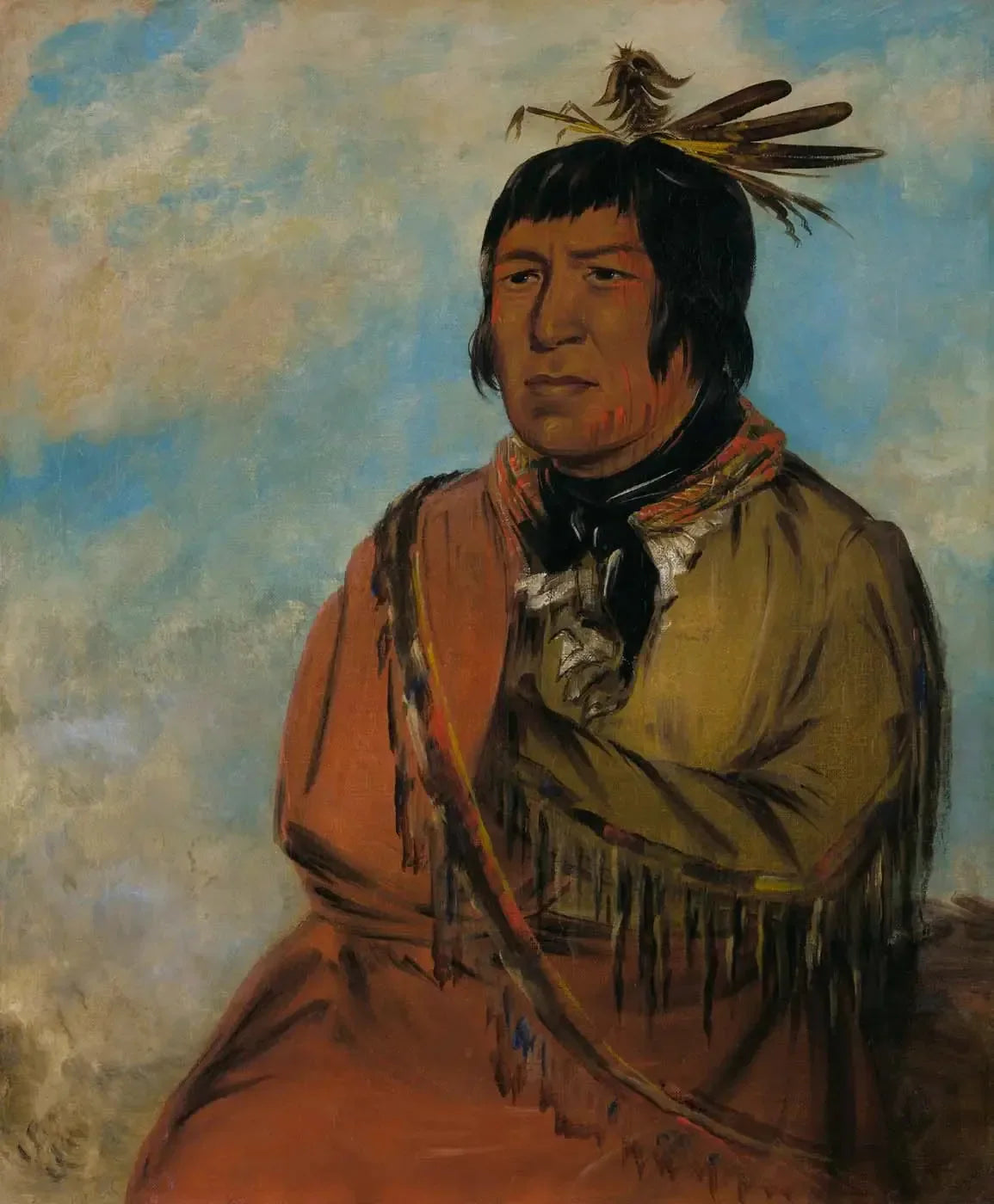 Na-pów-sa, Ours voyageant la nuit, un chef - George Catlin image 1 copie de tableau peinte à la main