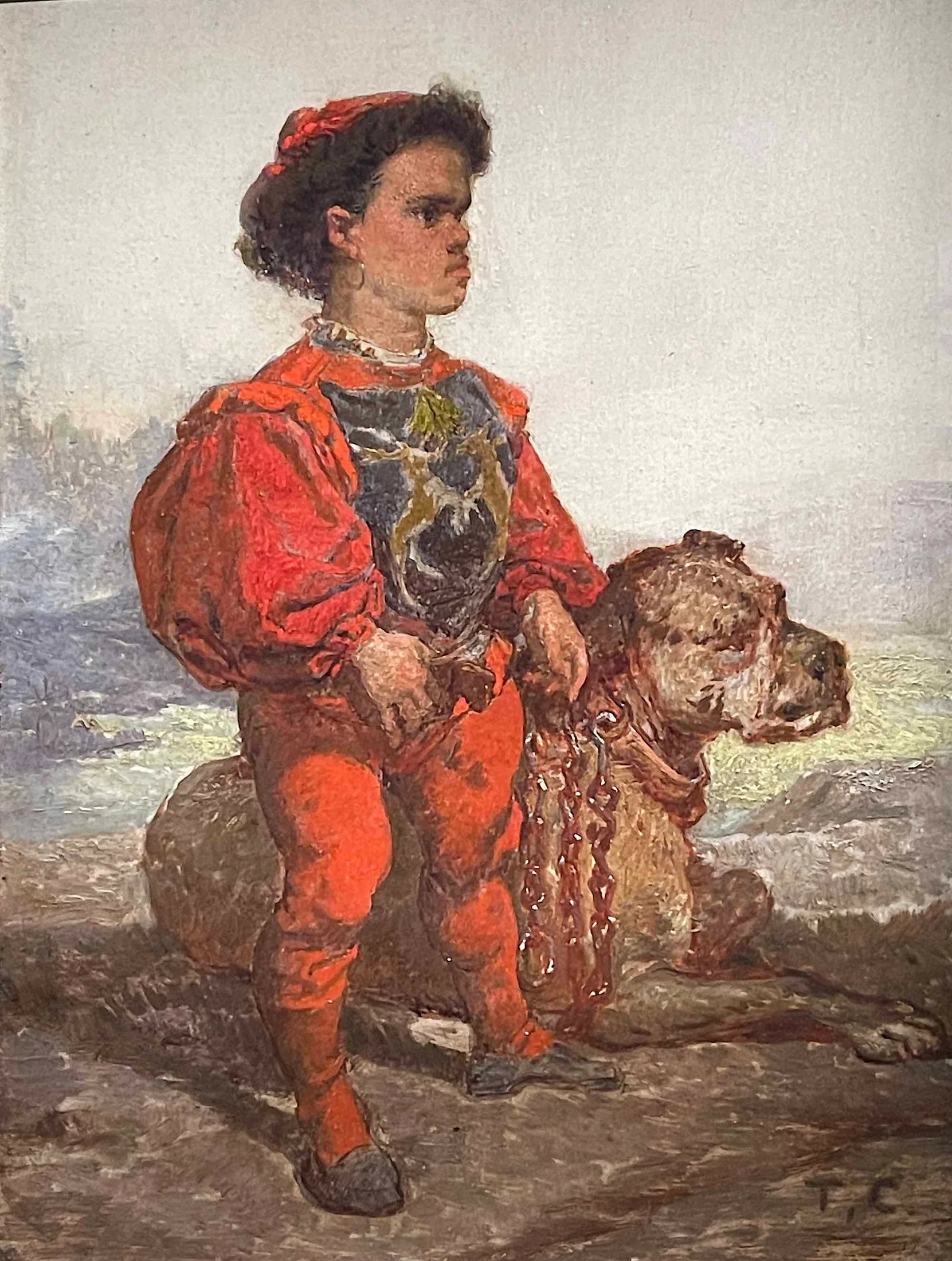 Nain avec un chien - Thomas Couture image 1 reproduction artisanale de tableau