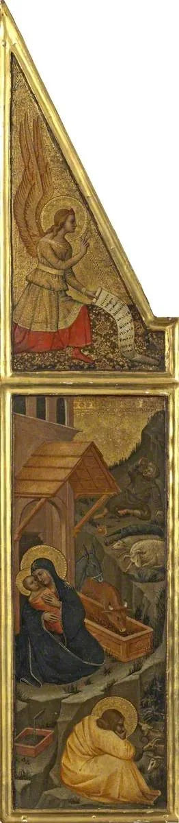 Nativité avec l'ange de l'Annonciation (triptyque, volet gauche) - Nardo di Cione image 1 reproduction de peinture à l’huile