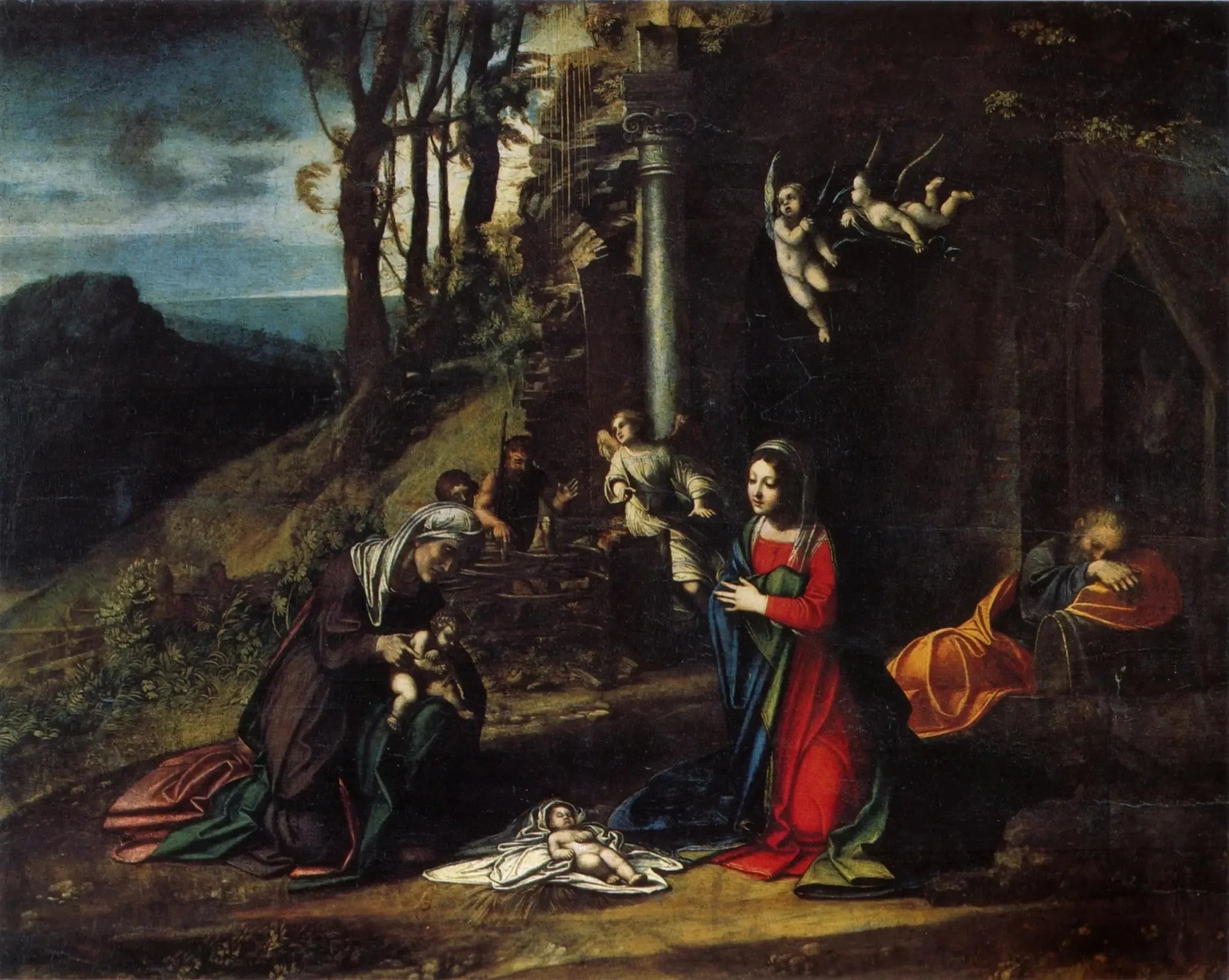 Nativité avec sainte Élisabeth et saint Jean - Antonio da Correggio image 1 copie peinte à la main à l’huile