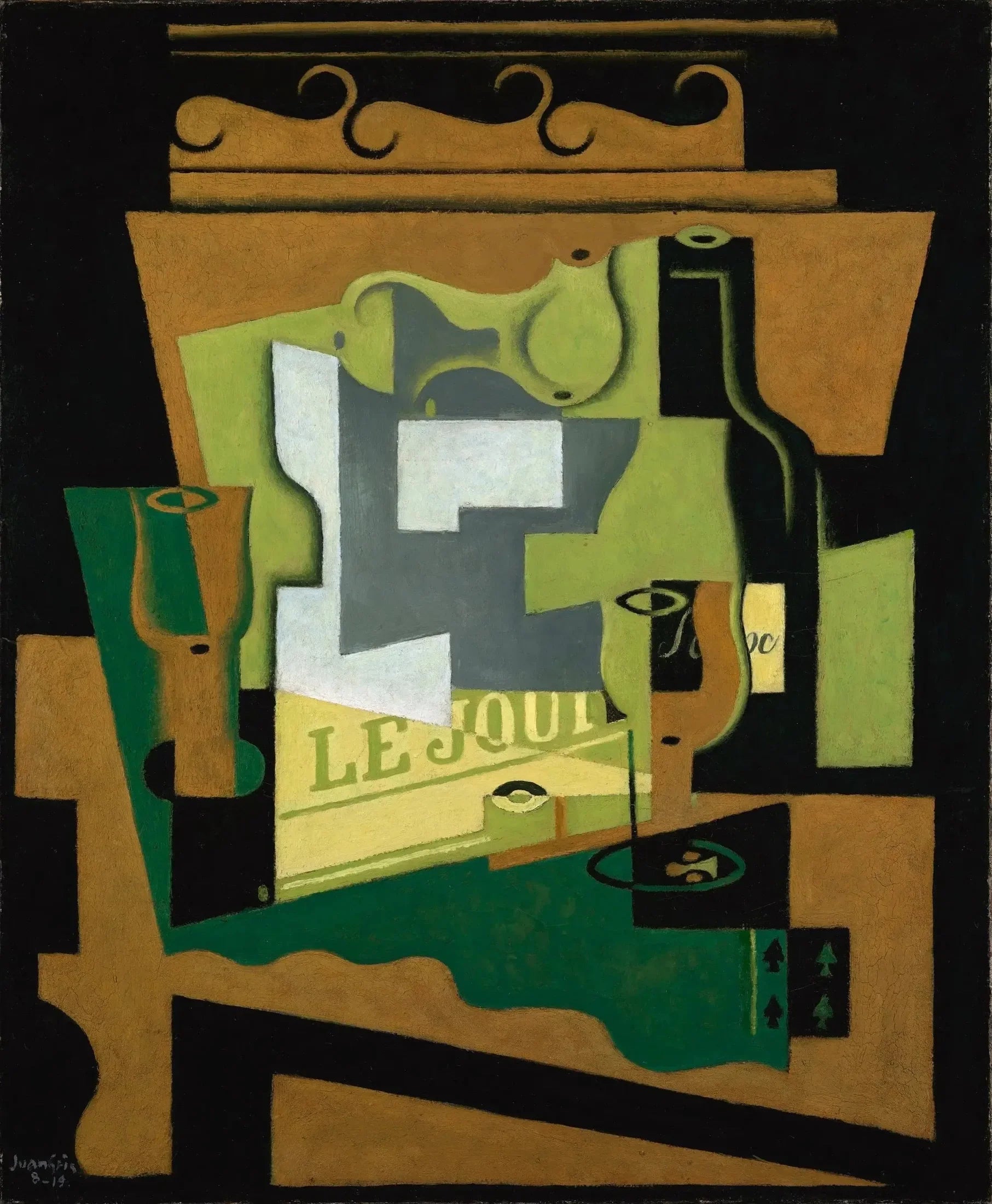 Nature morte à la bouteille de Bordeaux - Juan Gris image 1 tableau peint à l’huile sur toile