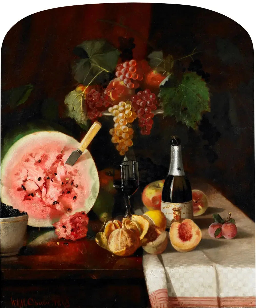 Nature morte à la pastèque - William Merritt Chase image 1 reproduction de peinture à l’huile