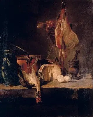 Nature morte à la raie et au panier d'oignons - Jean Siméon Chardin image 1 reproduction artisanale de tableau