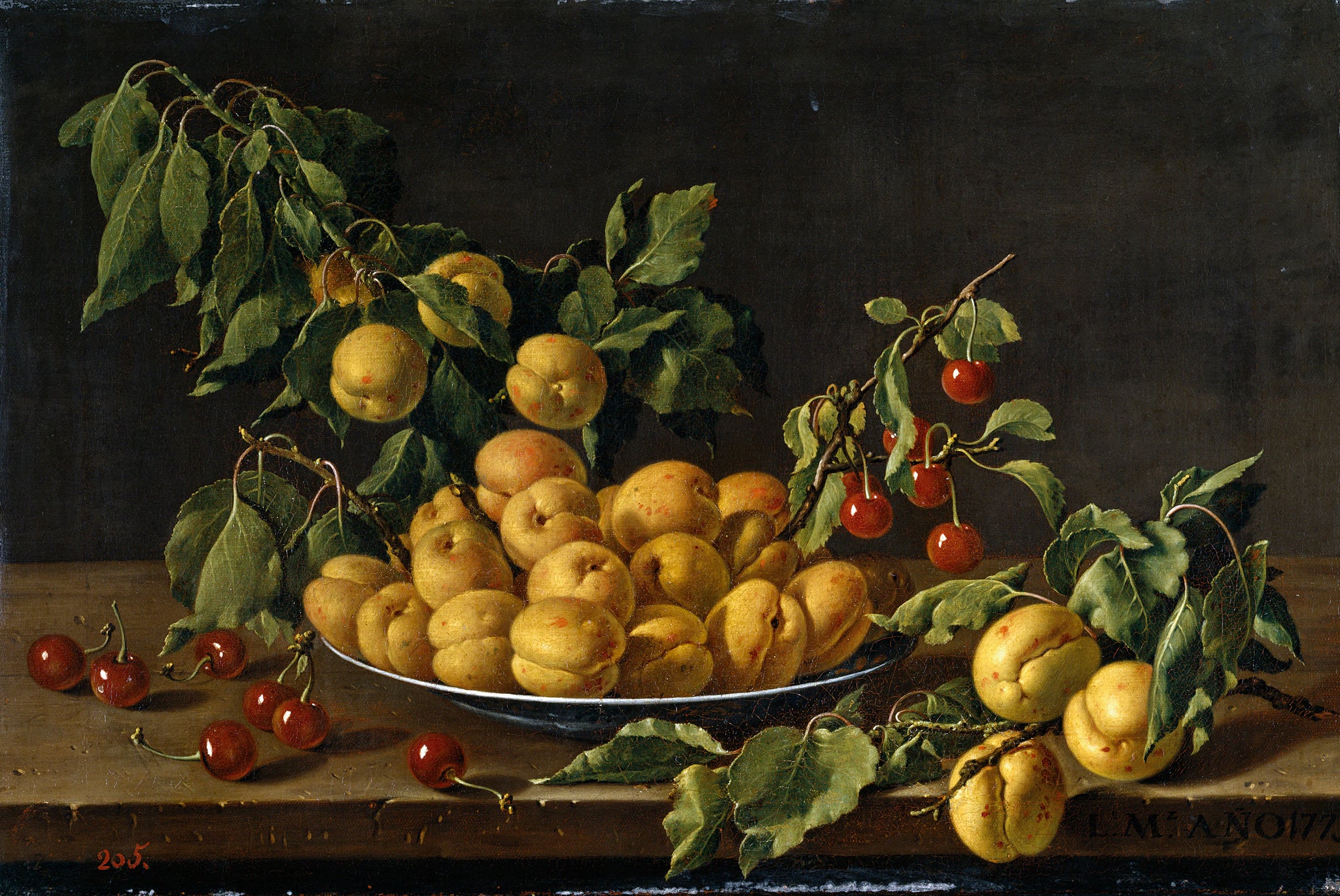 Nature morte à l'assiette d'abricots et de griottes - Luis Eugenio Meléndez