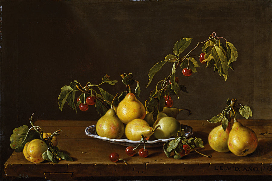 Nature morte à l'assiette de poires et griottes - Luis Eugenio Meléndez