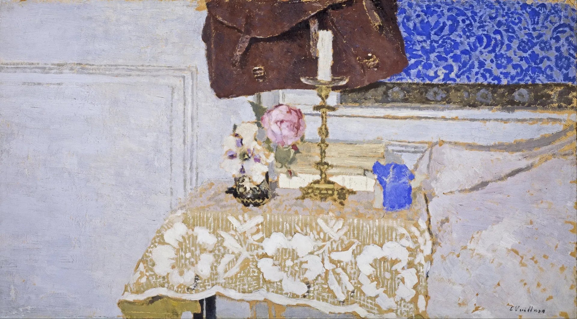 Nature morte au bougeoir - Édouard Vuillard image 1 copie de tableau peinte à la main
