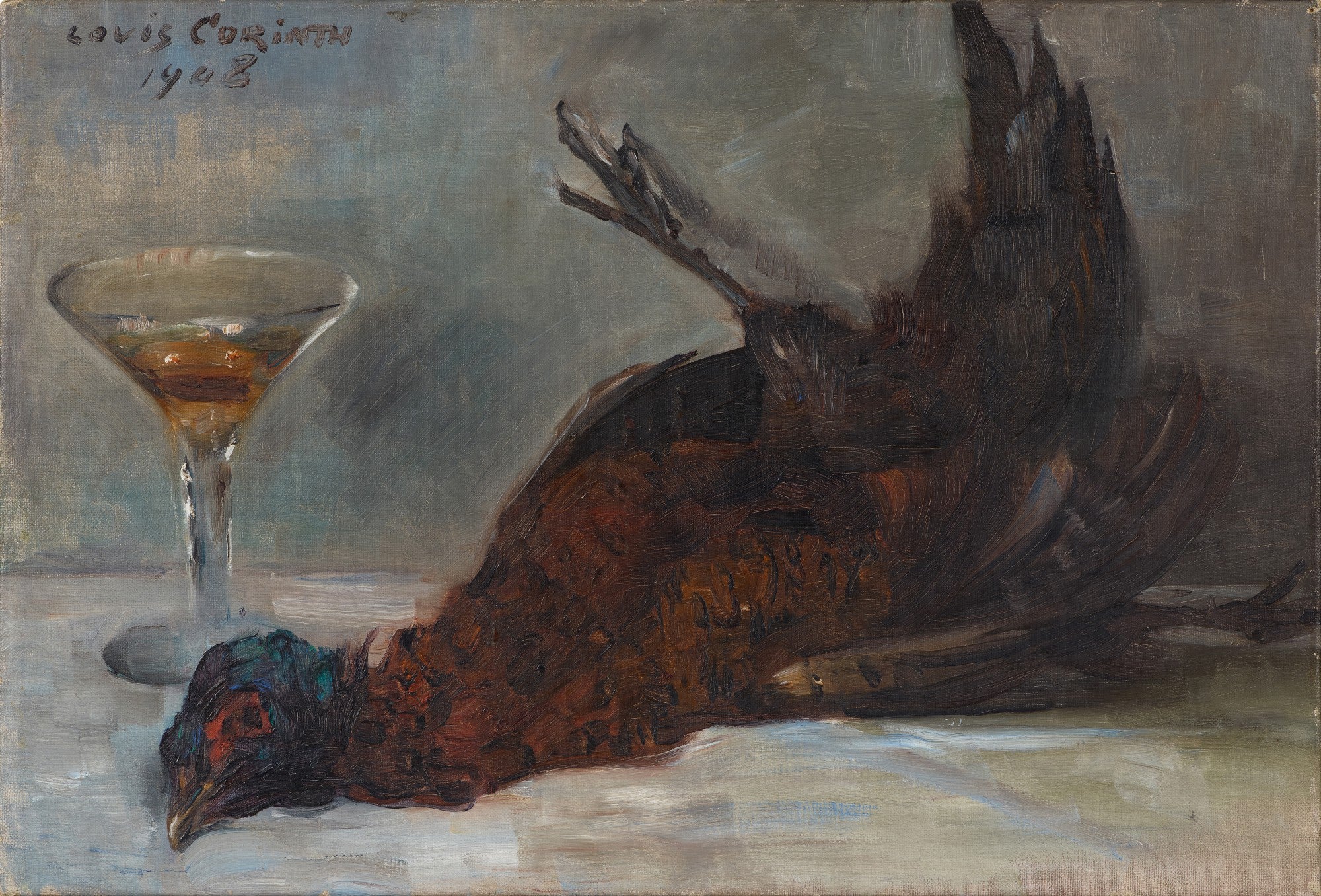 Nature morte au faisan et au verre de vin - Lovis Corinth image 1 reproduction de peinture à l’huile