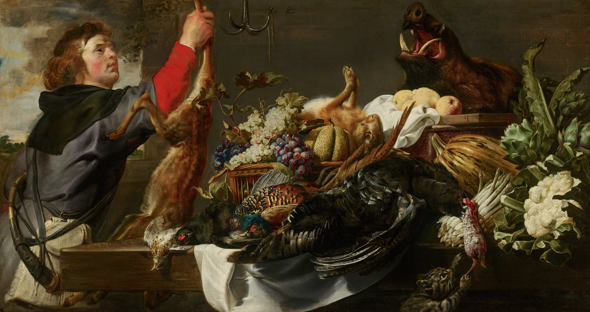 Nature morte au gibier et au chasseur - Frans Snyders image 1 tableau peint à l’huile sur toile