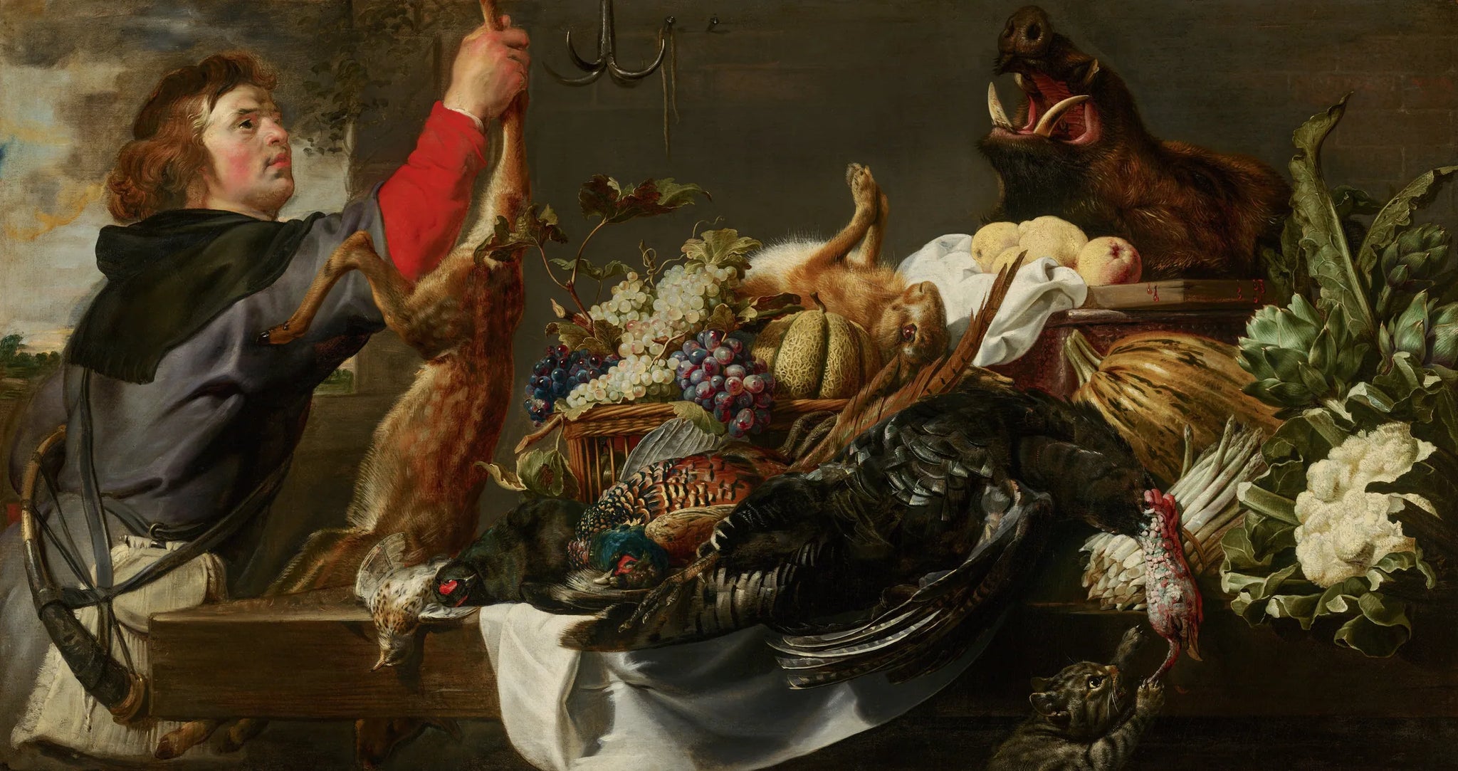 Nature morte au gibier et au chasseur - Frans Snyders image 1 tableau peint à l’huile sur toile