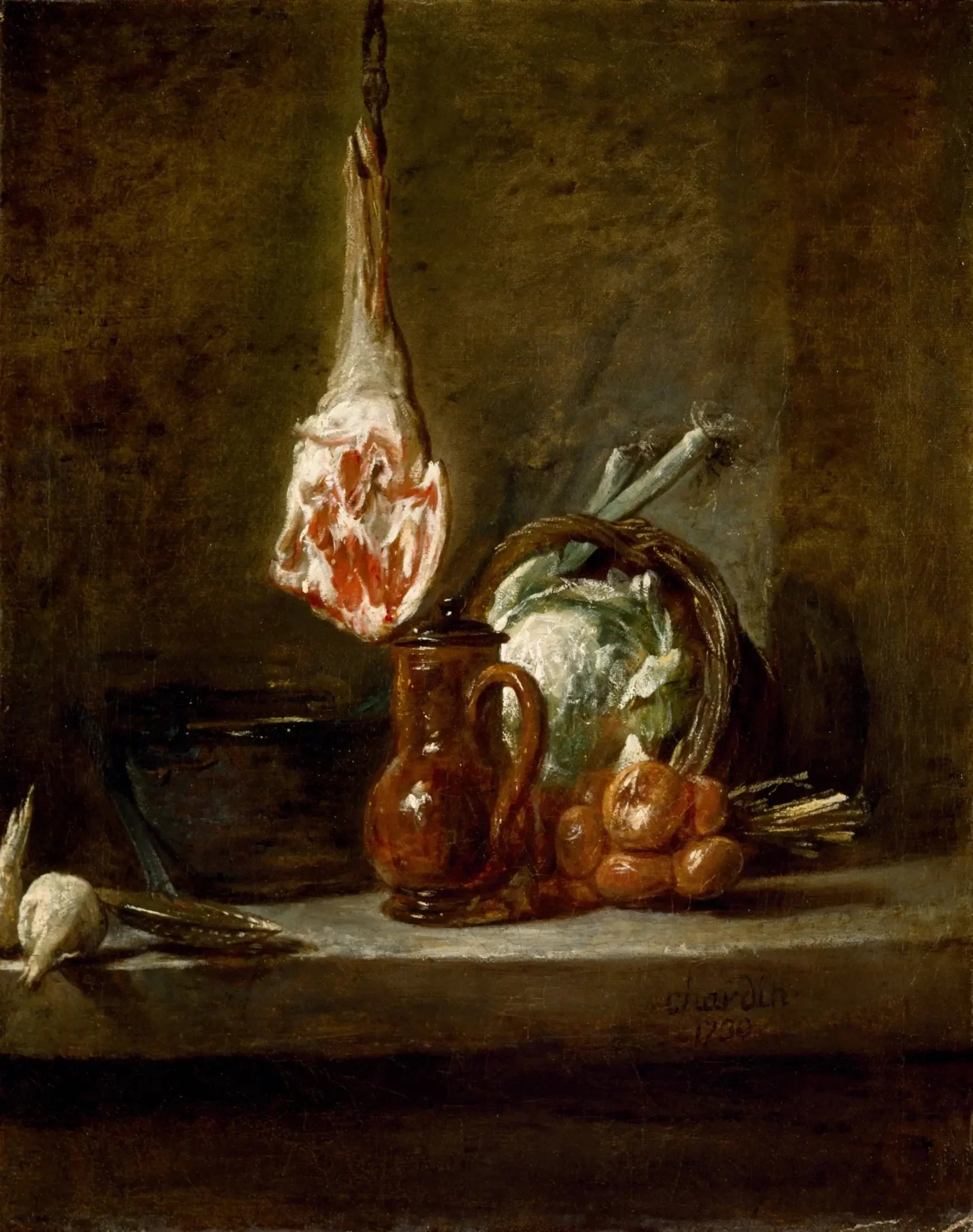 Nature morte au gigot d'agneau - Jean Siméon Chardin image 1 copie peinte à la main à l’huile