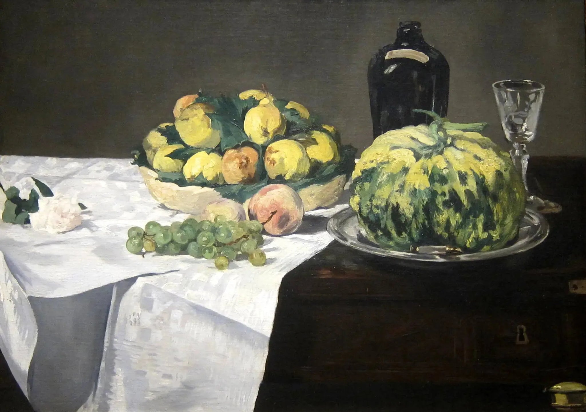 Nature morte au melon et aux pêches - Édouard Manet image 1 copie de tableau peinte à la main
