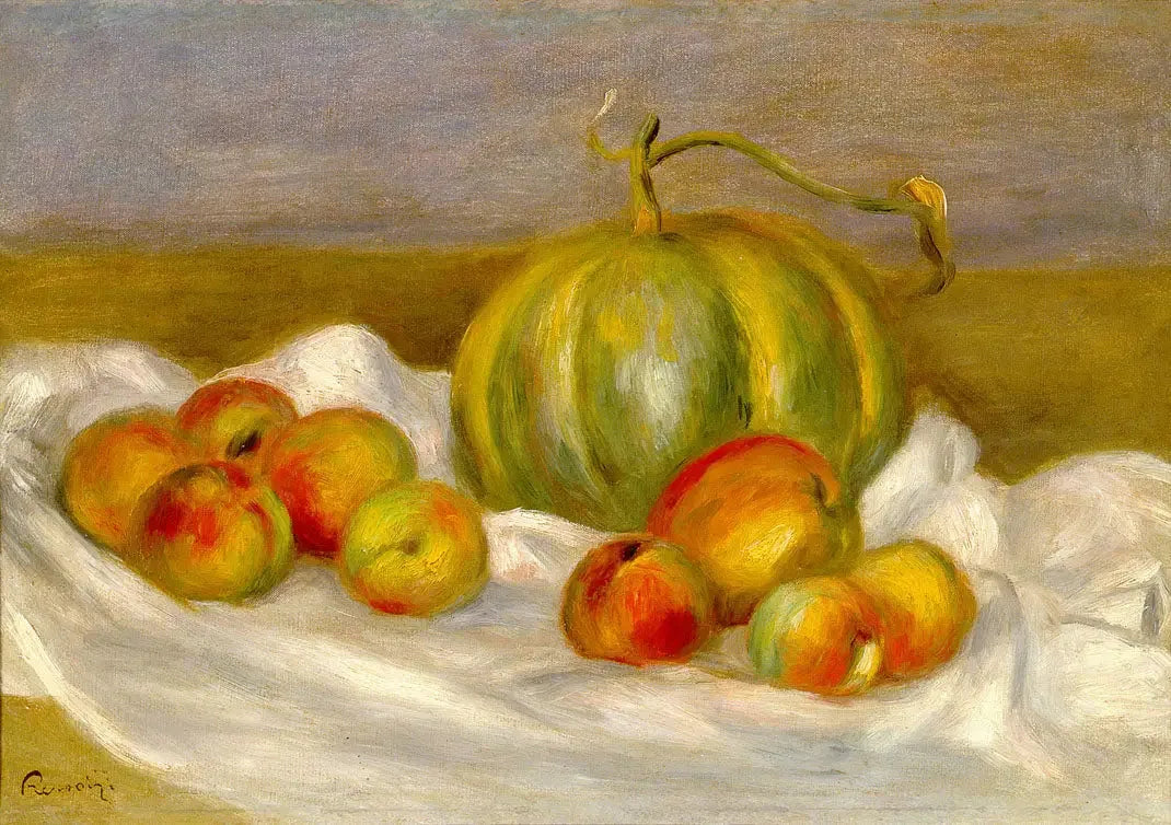 Nature morte au melon et aux pêches - Pierre-Auguste Renoir image 1 copie peinte à la main à l’huile