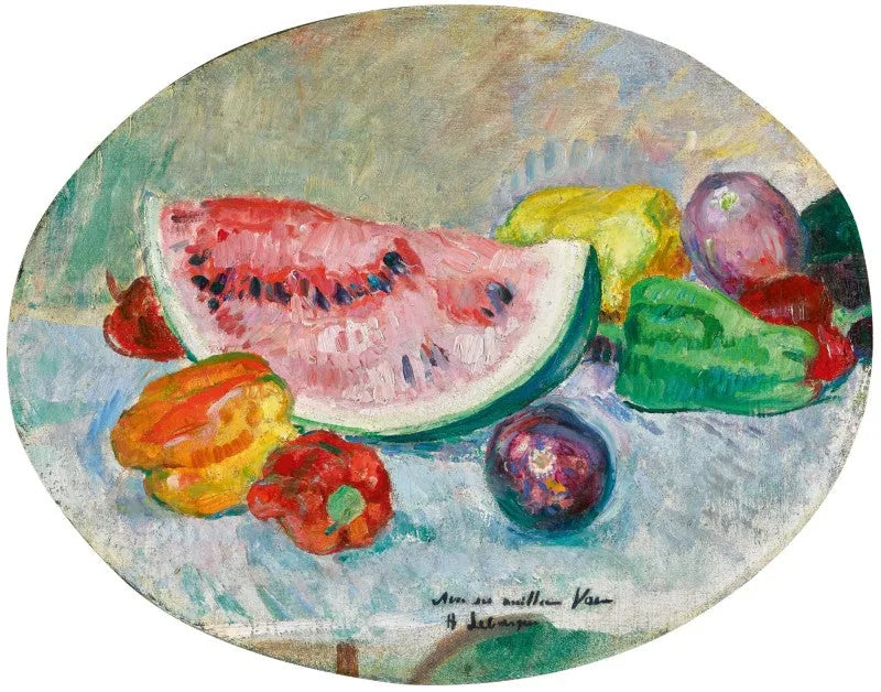 Nature morte au melon - Henri Lebasque image 1 copie peinte à la main à l’huile