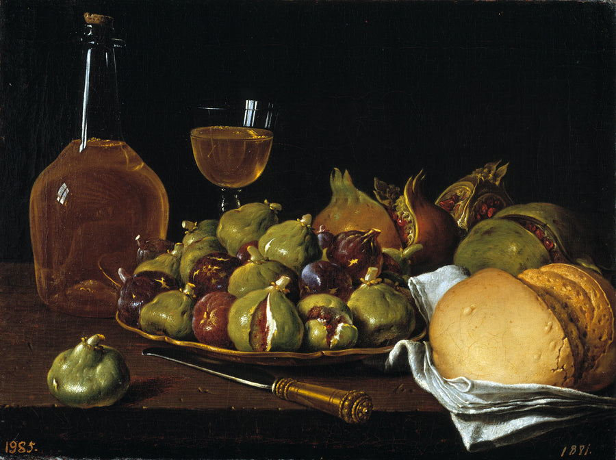 Nature morte au pain, grenades, figues et vaisselle - Luis Eugenio Meléndez