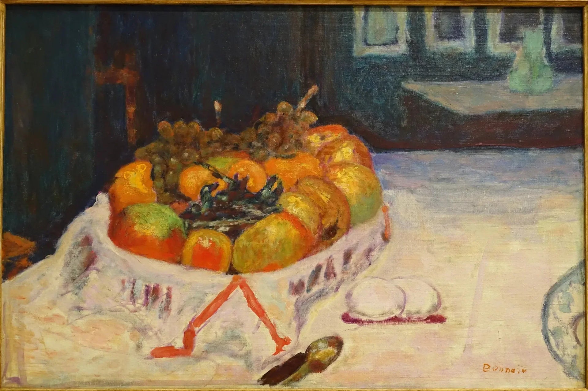 Nature morte au panier de fruits - Pierre Bonnard image 1 reproduction de peinture à l’huile
