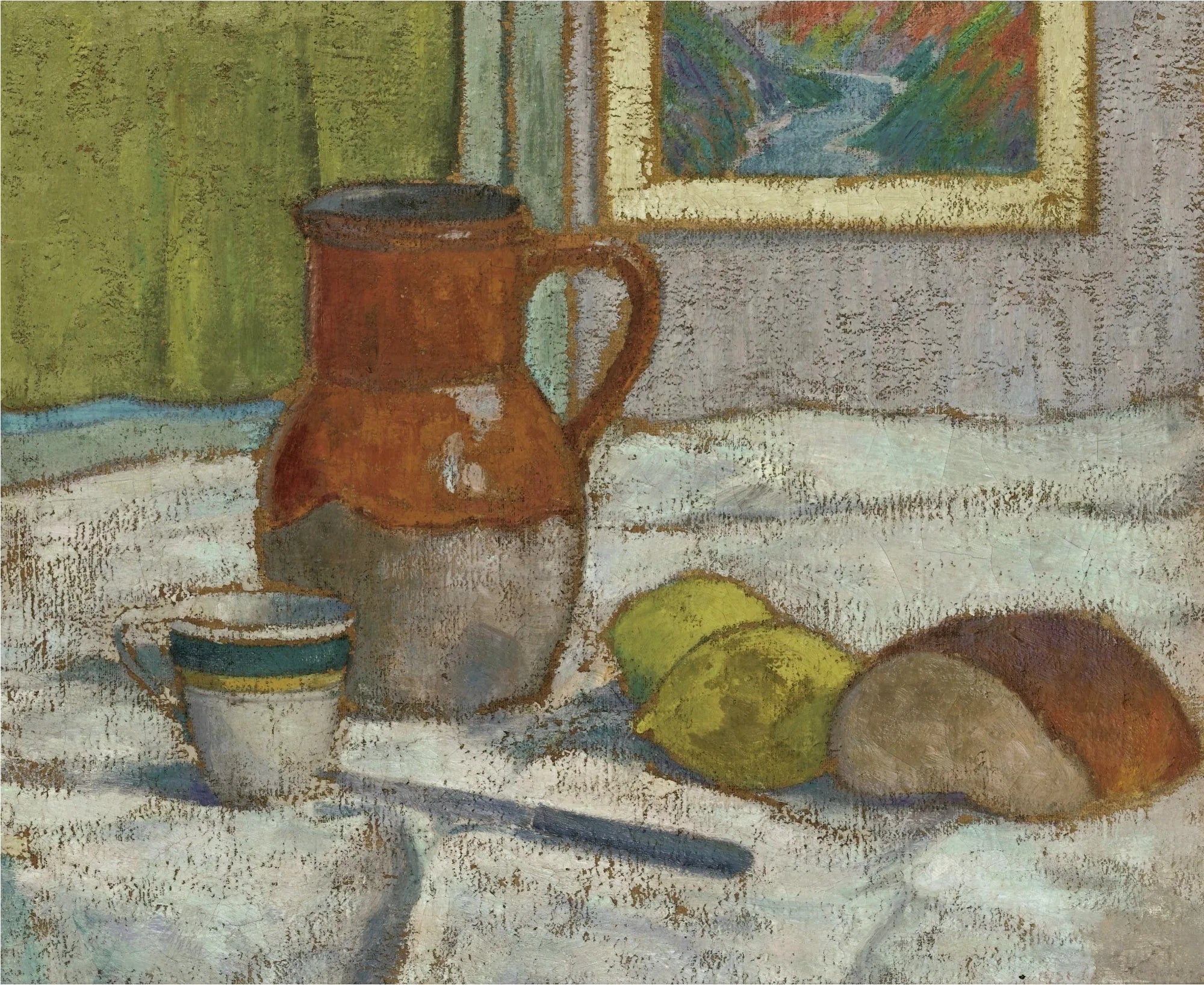 Nature morte au pichet et à la tasse - Émile Bernard image 1 copie peinte à la main à l’huile