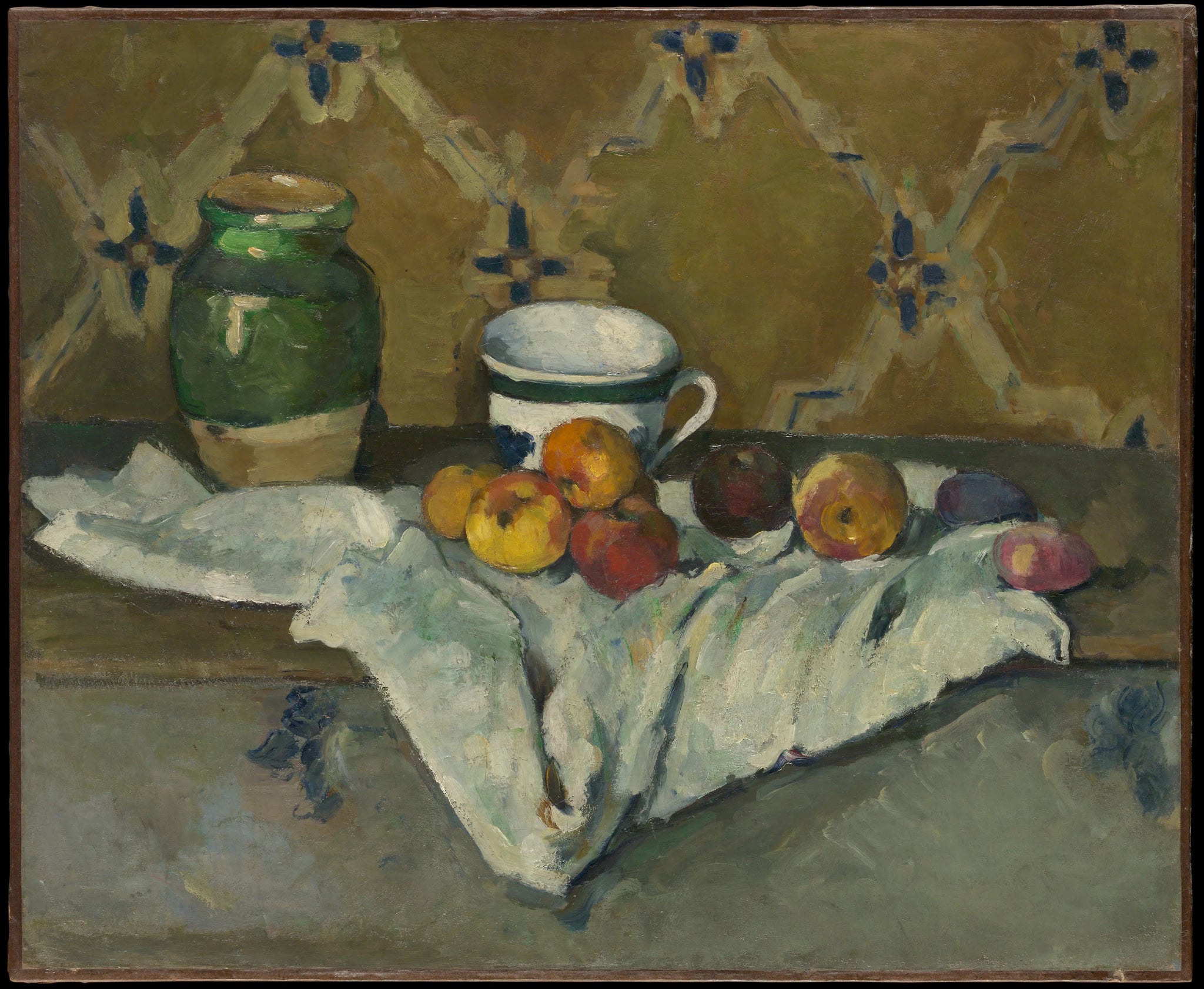 Nature morte au pot, à la tasse et aux pommes - Paul Cézanne
