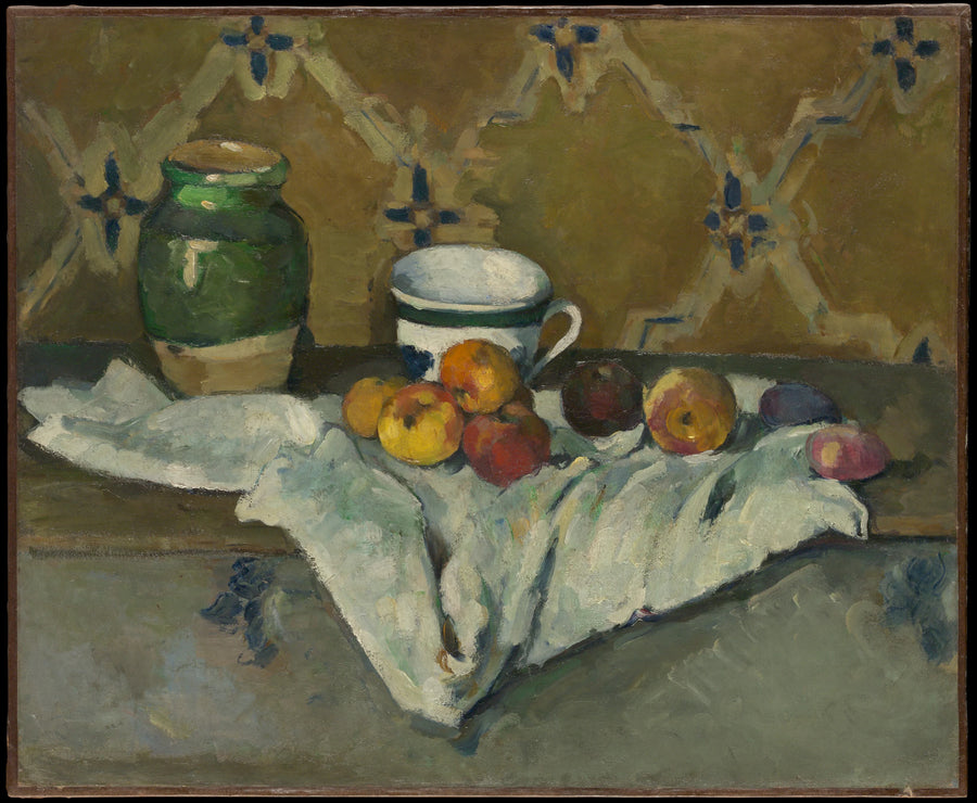 Nature morte au pot, à la tasse et aux pommes - Paul Cézanne