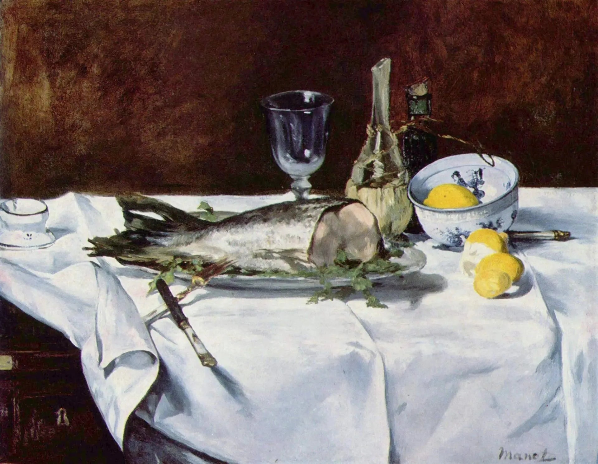 Nature morte au saumon - Édouard Manet image 1 reproduction de peinture à l’huile