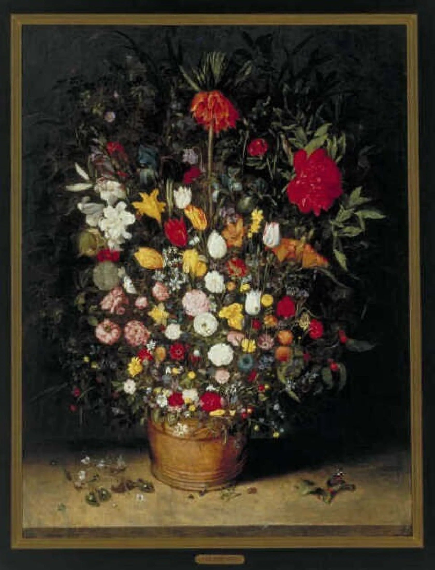 Nature morte aux fleurs dans une baignoire en bois - Jan Brueghel l'Ancien image 1 tableau peint à l’huile sur toile
