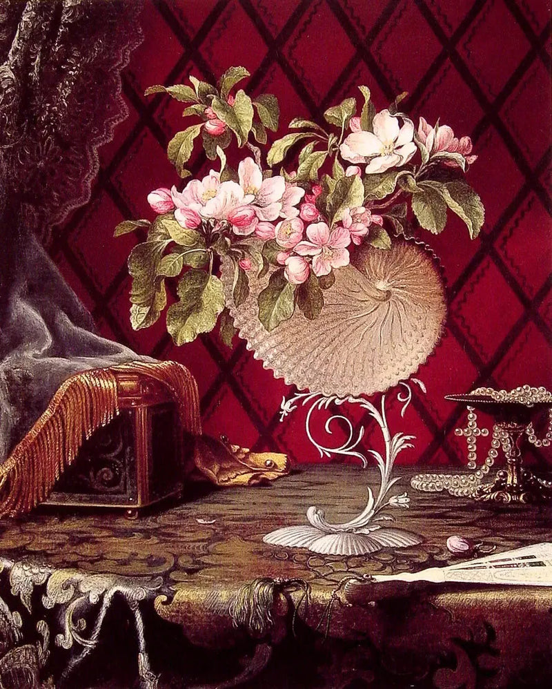 Nature morte aux fleurs de pommier dans une coquille de nautile - Martin Johnson Heade