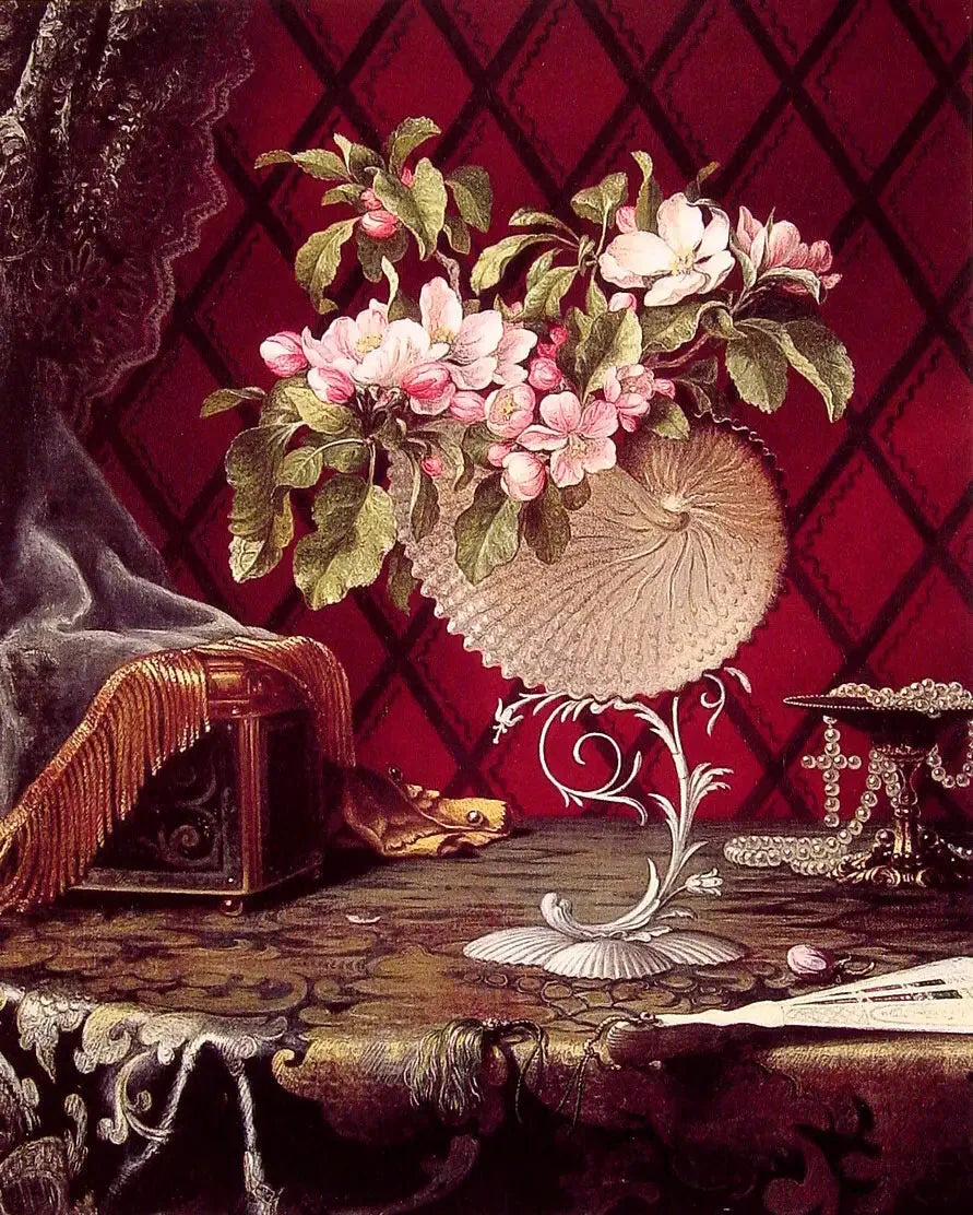 Nature morte aux fleurs de pommier dans une coquille de nautile - Martin Johnson Heade
