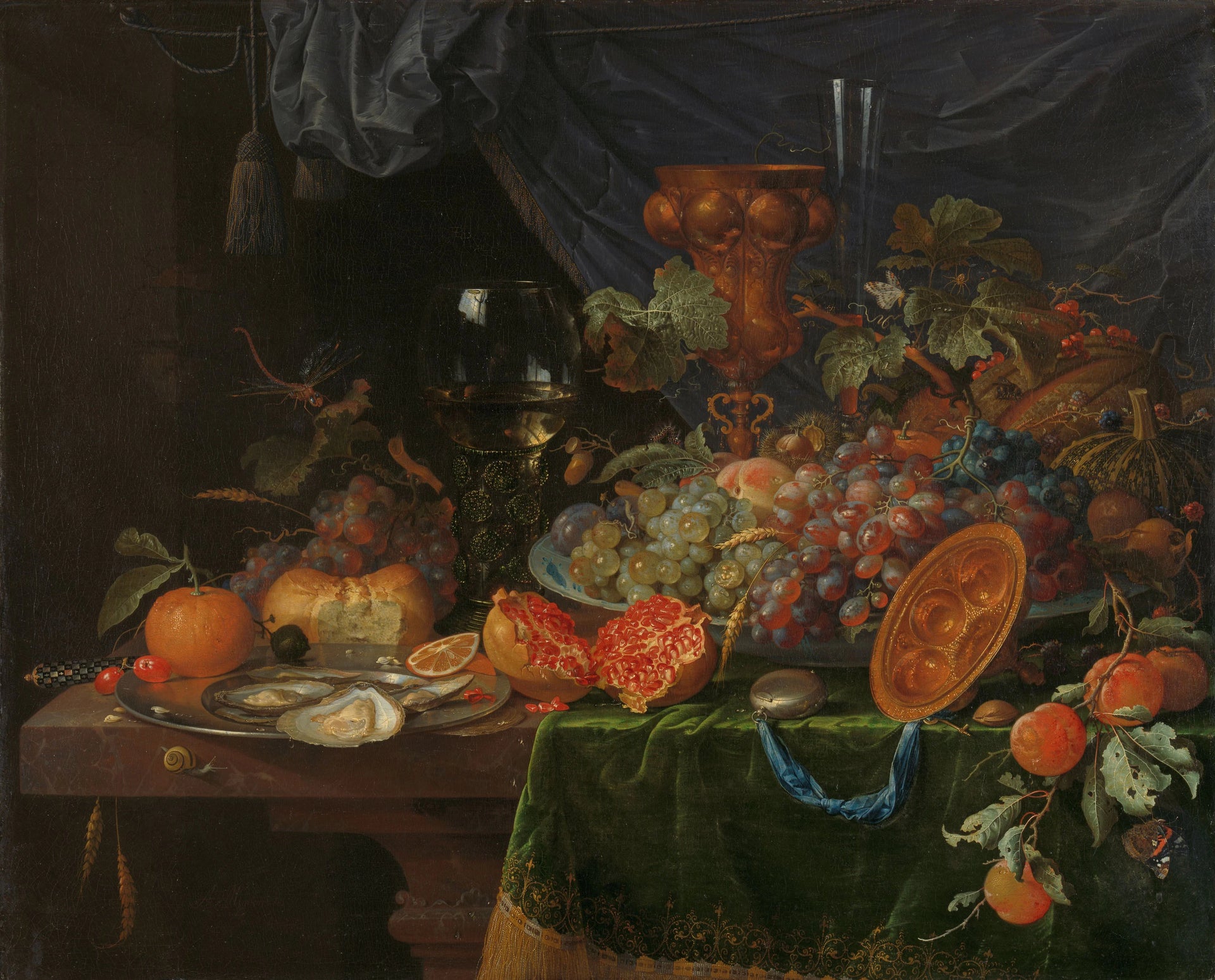 Nature morte aux fruits et aux huîtres - Abraham Mignon