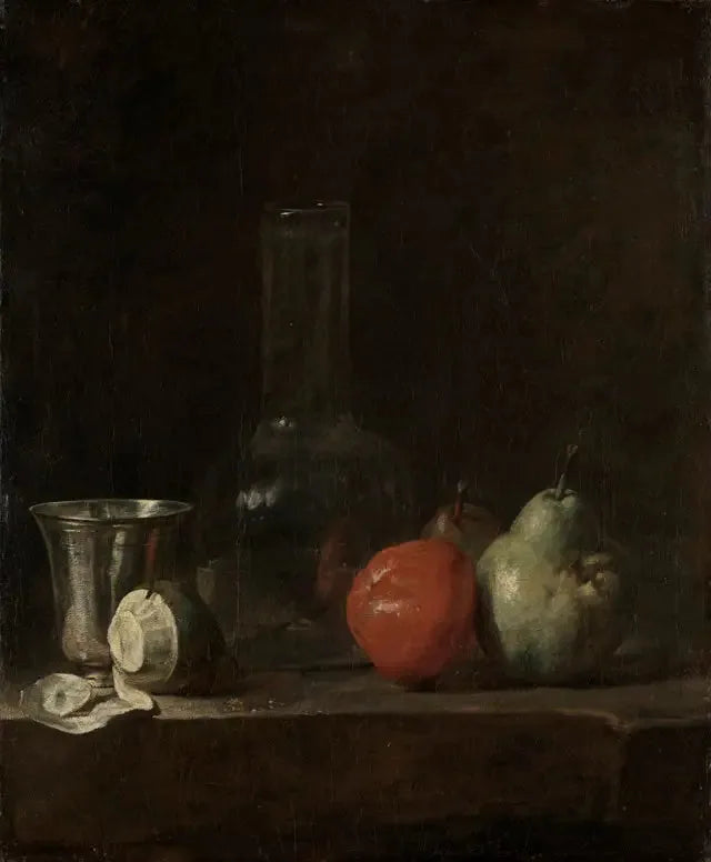 Nature morte aux fruits et un vase en verre - Jean Siméon Chardin image 1 copie peinte à la main à l’huile
