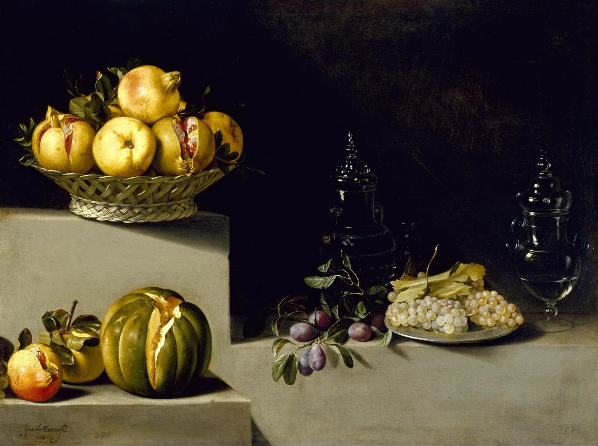 Nature morte aux fruits et verrerie - Juan van der Hamen image 1 reproduction de peinture à l’huile