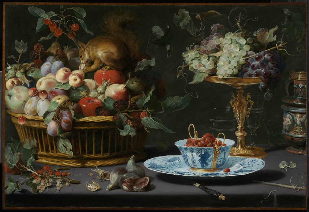 Nature morte aux fruits, porcelaine Wan-Li et écureuil - Frans Snyders image 1 reproduction de peinture à l’huile