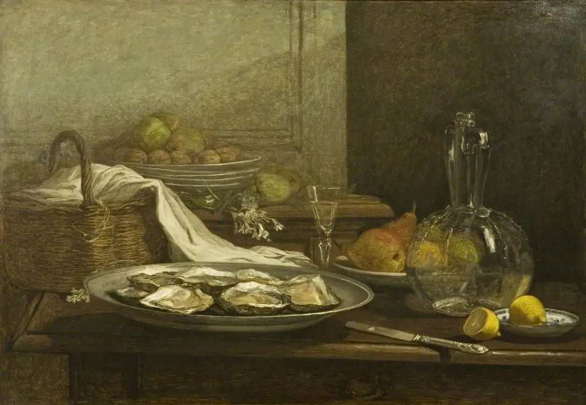 Nature morte aux huîtres - Eugène Boudin image 1 reproduction artisanale de tableau