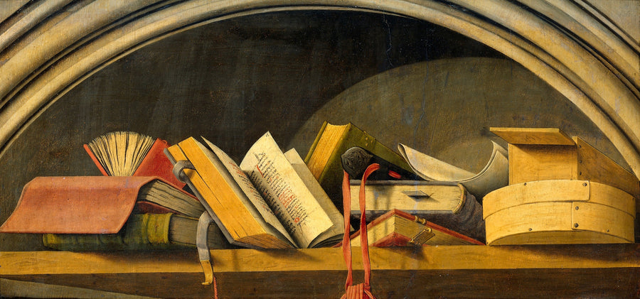 Nature morte aux livres dans une niche - Barthélemy d'Eyck image 1 reproduction réalisée par Alpha Reproduction