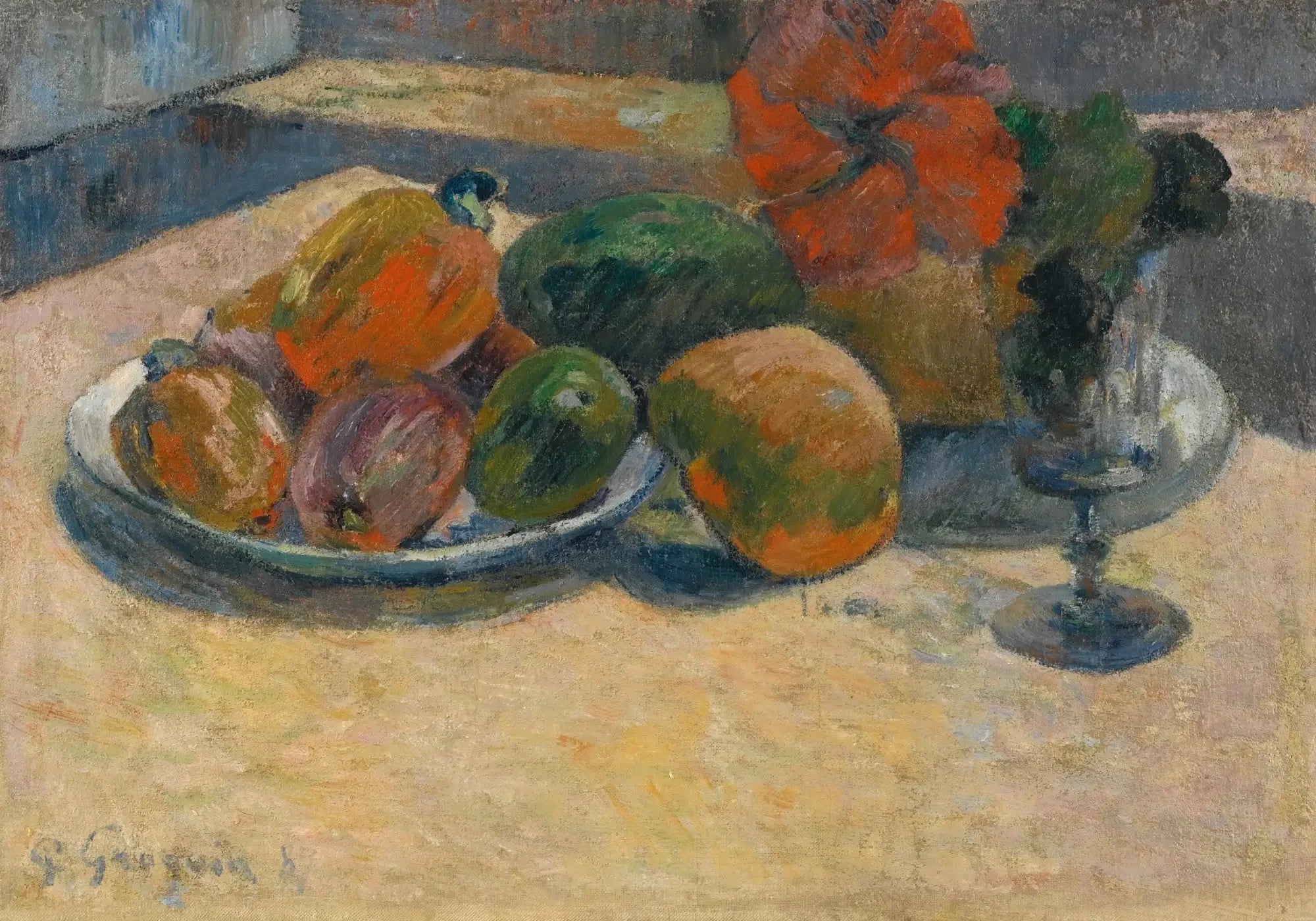 Nature morte aux mangues et à la fleur d'hibiscus - Paul Gauguin image 1 copie peinte à la main à l’huile