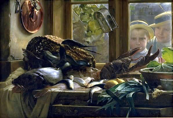 Nature morte aux poissons - Carl Heinrich Bloch image 1 reproduction de peinture à l’huile