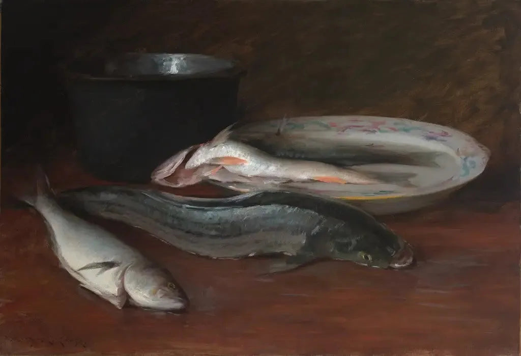 Nature morte aux poissons - William Merritt Chase image 1 tableau peint à l’huile sur toile