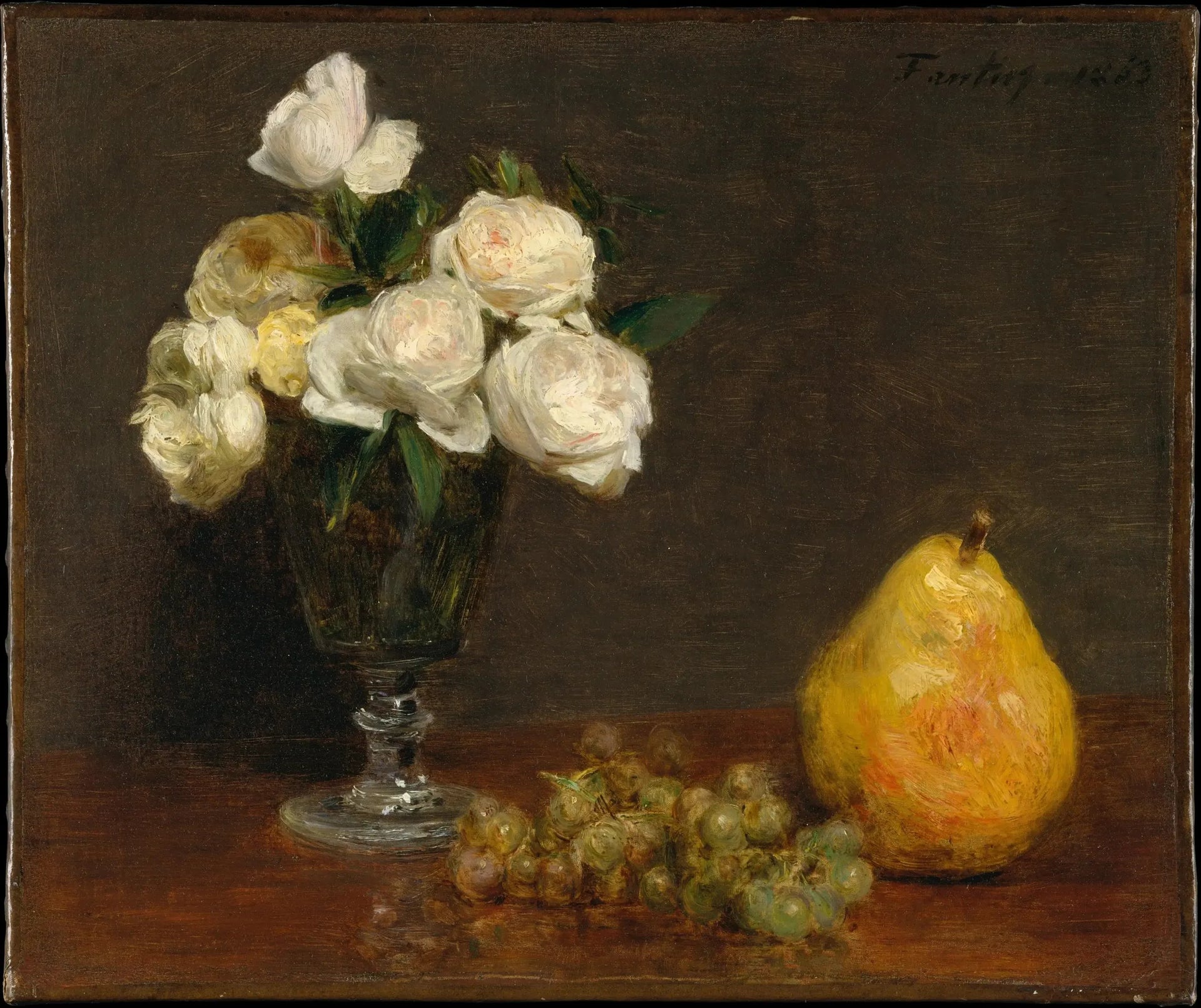 Nature morte aux roses et aux fruits - Henri Fantin-Latour image 1 reproduction de peinture à l’huile