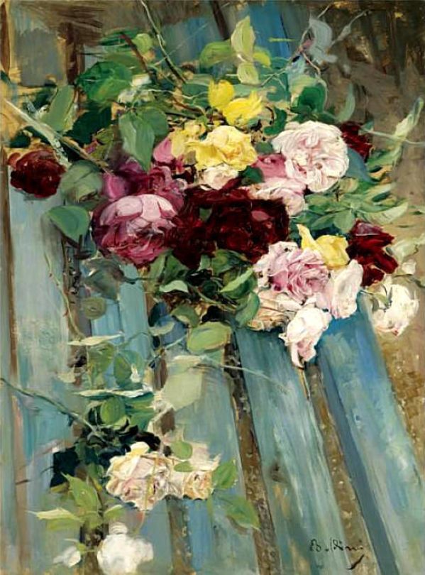 Nature morte aux roses - Giovanni Boldini image 1 copie de tableau peinte à la main