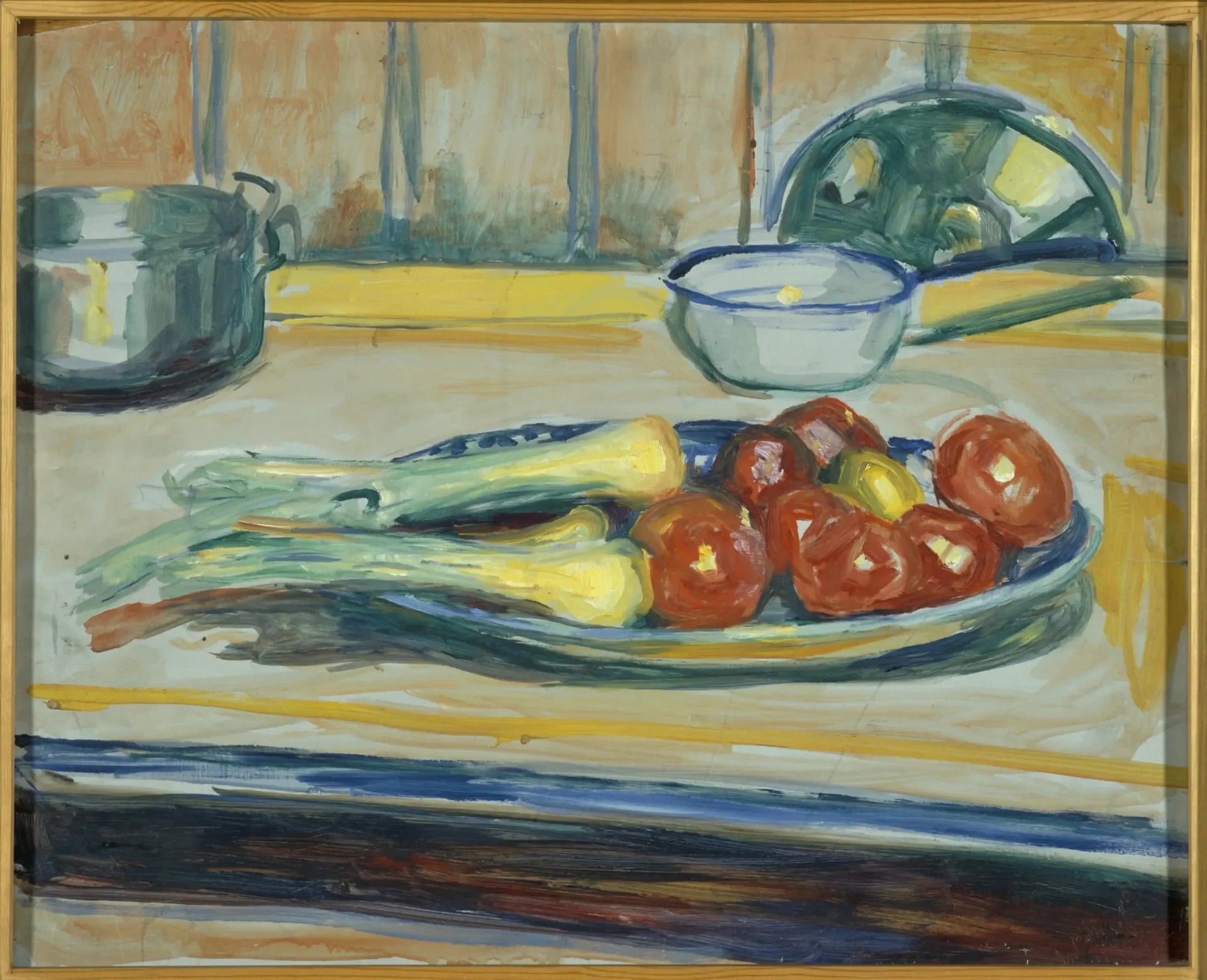 Nature morte aux tomates, poireaux et cocottes - Edvard Munch image 1 copie de tableau peinte à la main