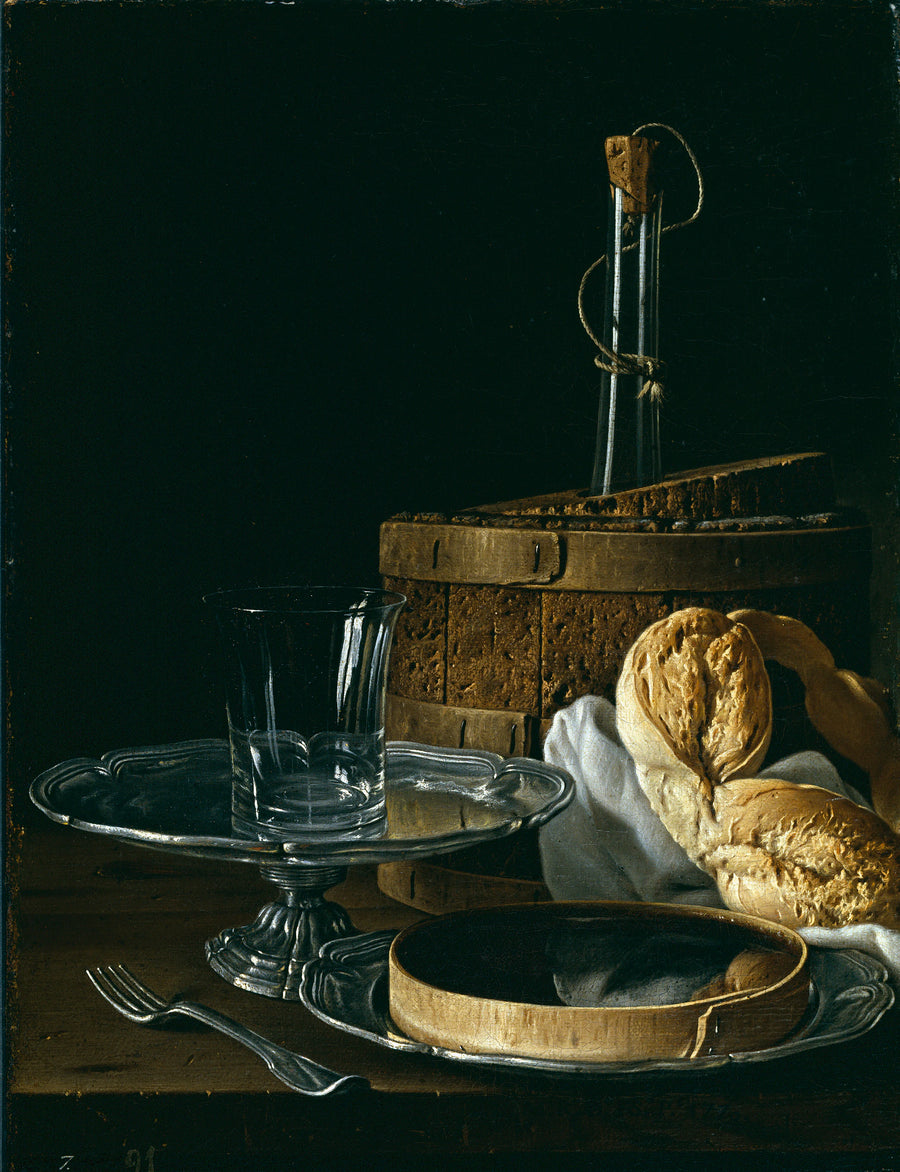 Nature morte avec boîte de gelée de pain Plateau avec verre et glacière - Luis Eugenio Meléndez