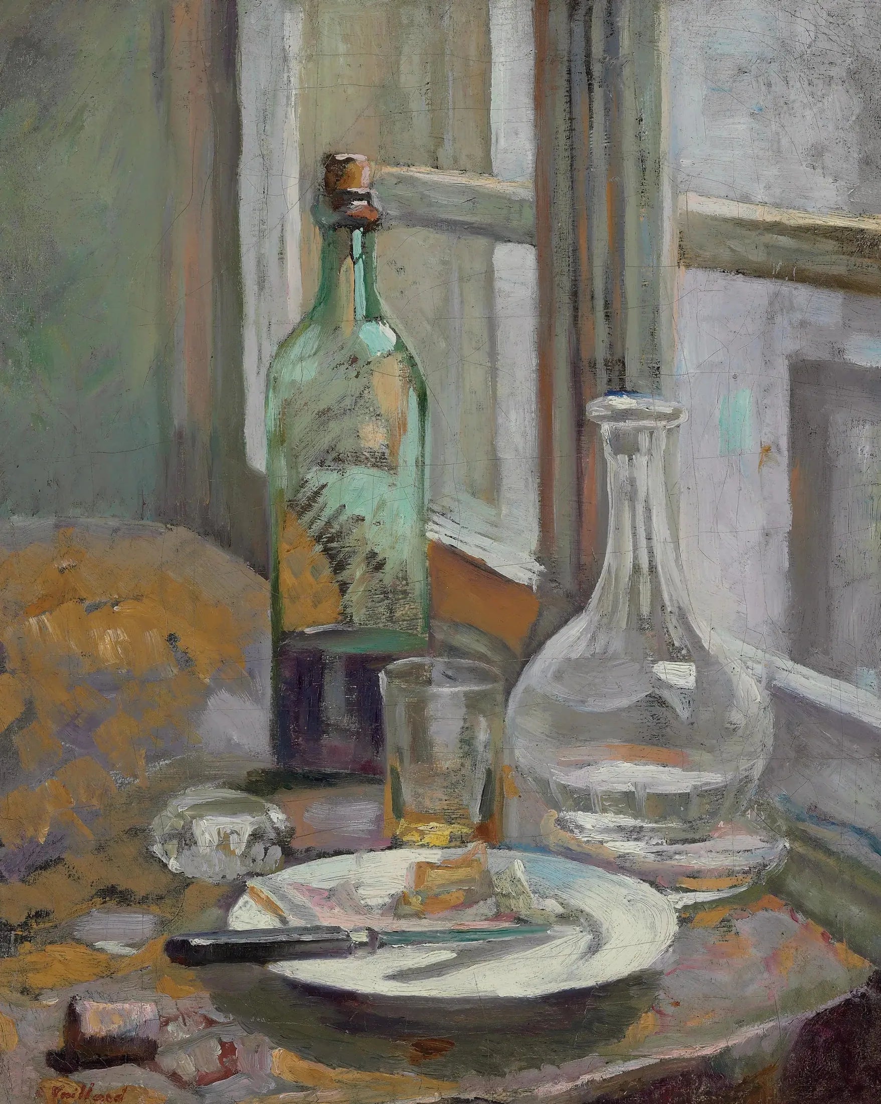 Nature morte avec bouteille et carafe - Édouard Vuillard image 1 reproduction de peinture à l’huile