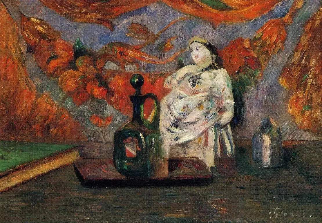 Nature morte avec carafon et figurine - Paul Gauguin image 1 copie peinte à la main à l’huile