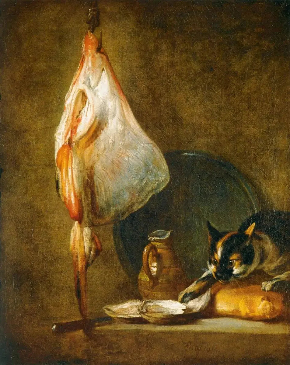 Nature morte avec chat et raie - Jean Siméon Chardin image 1 reproduction de peinture à l’huile