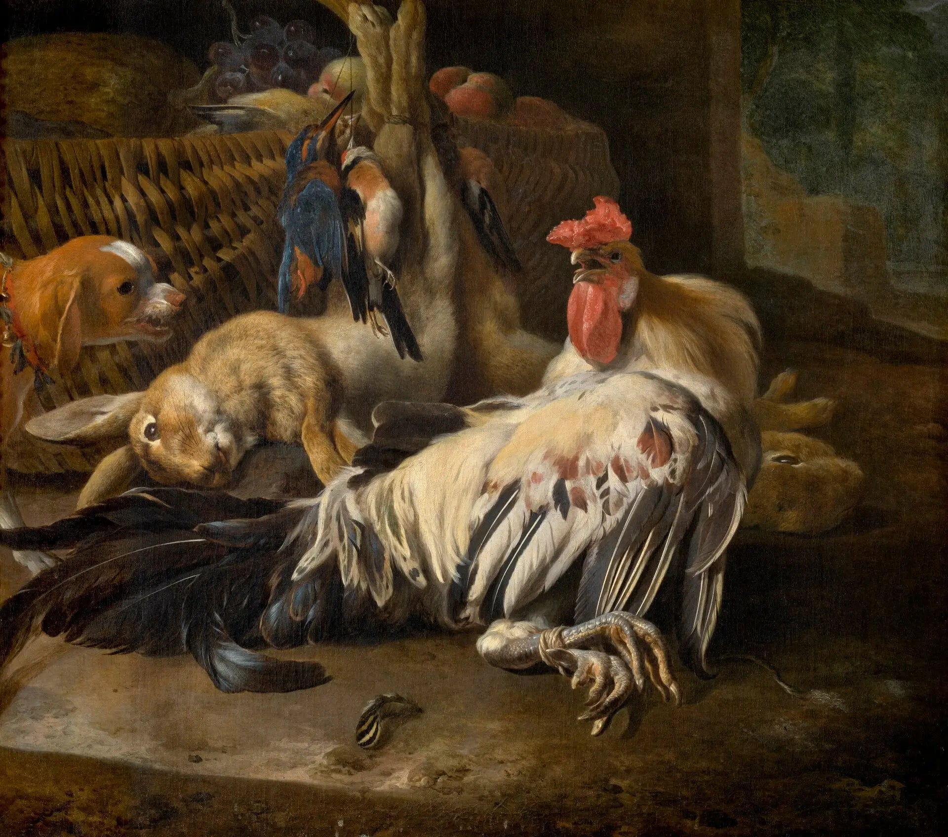 Nature morte avec coq - Melchior de Hondecoeter image 1 tableau peint à l’huile sur toile