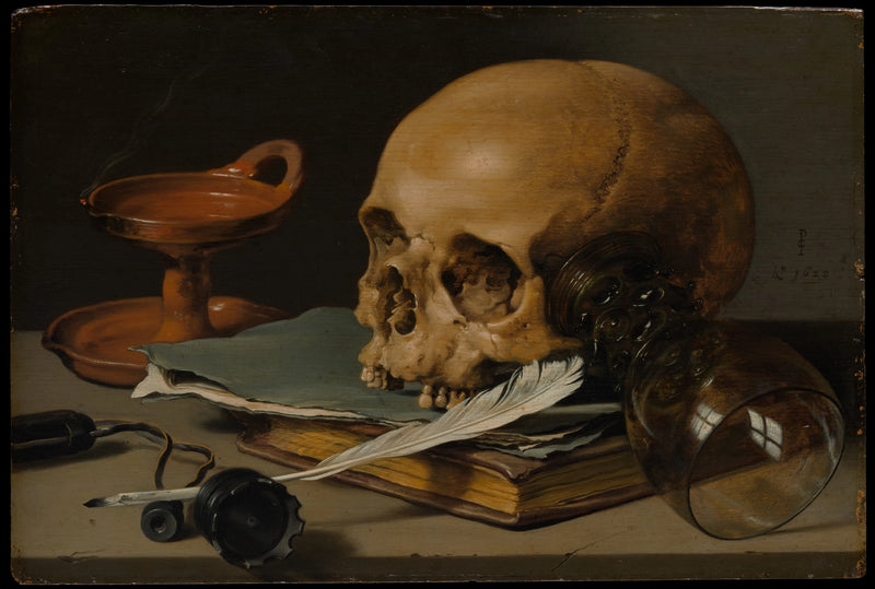Nature morte avec un crâne et une plume à écrire - Pieter Claesz