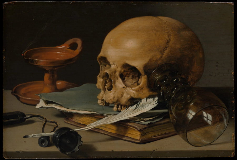 Nature morte avec un crâne et une plume à écrire - Pieter Claesz